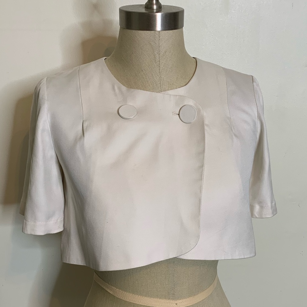 Silk Cindy Lee Cropped Double Breasted Jacket Sz 4